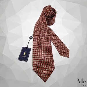 $115 POLO BY RALPH LAUREN Red Life Buoy Silk Tie Handmade In Italy 59”-3.25" NWT